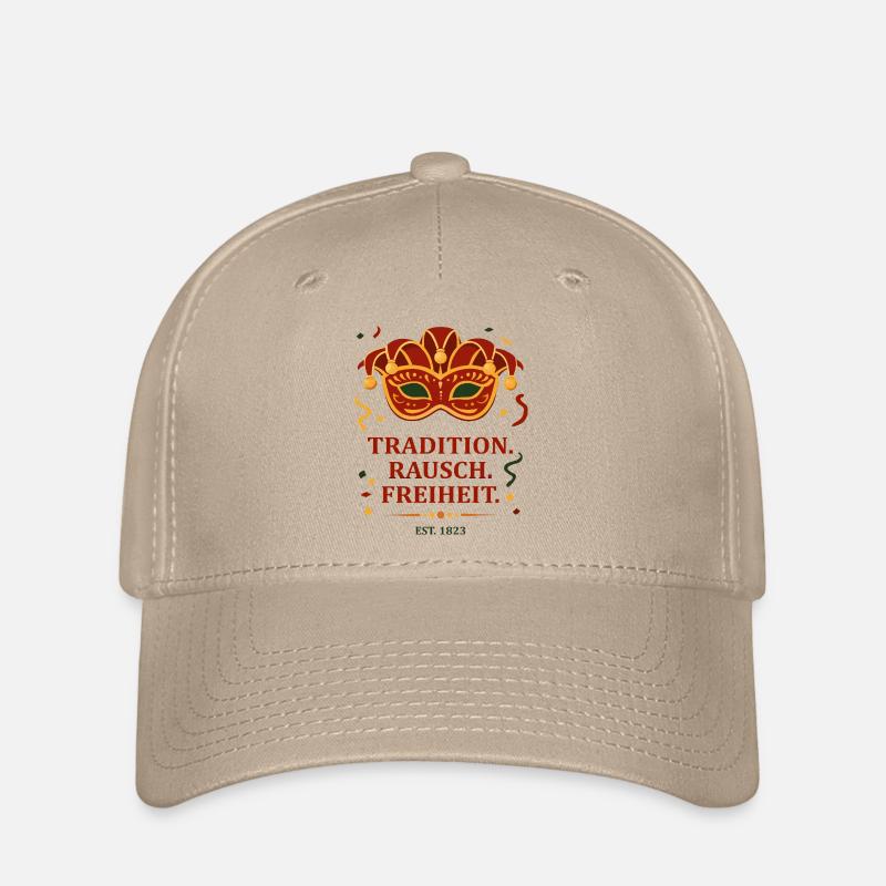 Tradition. Intoxication. La liberté. – Masque de carnaval - Casquette Flexfit - kaki