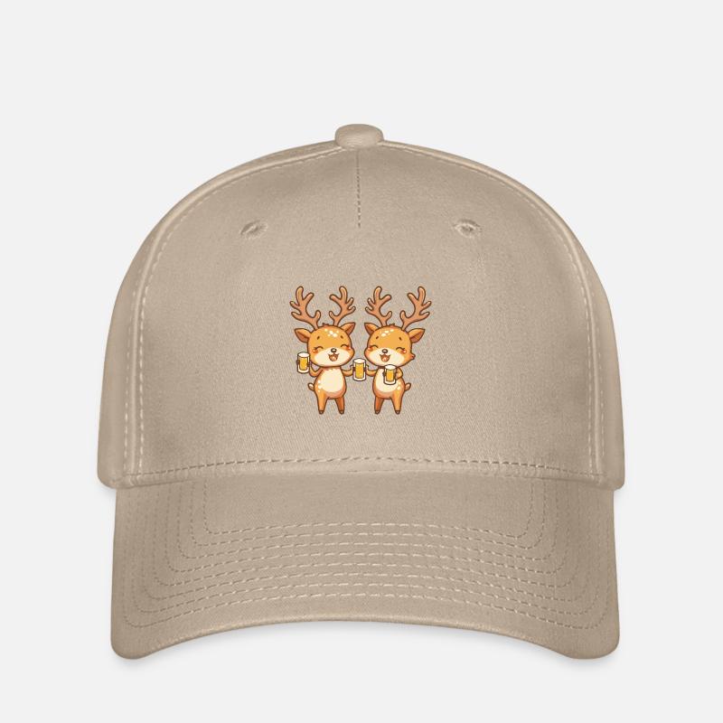 Hirsch Comic Bier Lustig Saufen - Flexfit Cap - Khaki