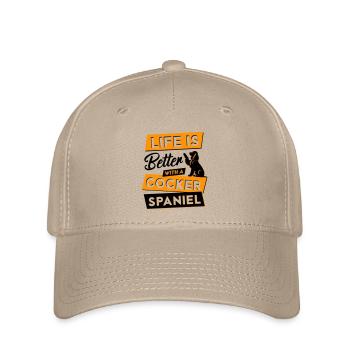 Life is Better with a Cocker - Vektor Design - Flexfit Cap - Khaki - Vorne