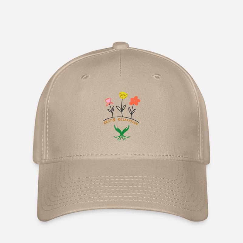 Relax Blumen Design - Flexfit Cap - Khaki