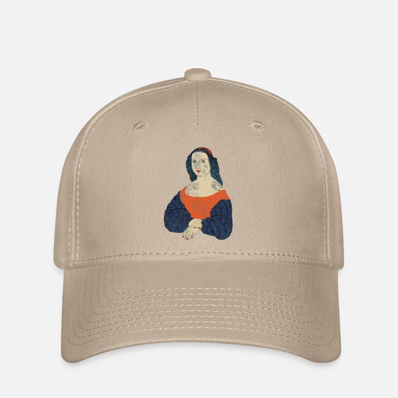 Mittelalter Portrait einer Frau mit Tattoos - Flexfit Cap - Khaki