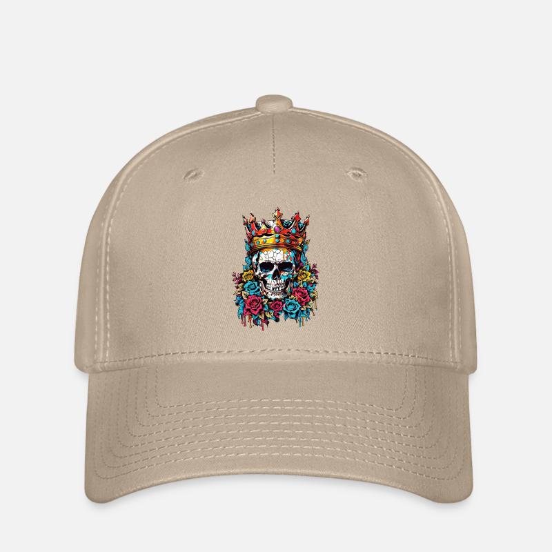 Totenkopf mit Krone - Flexfit Cap - Khaki