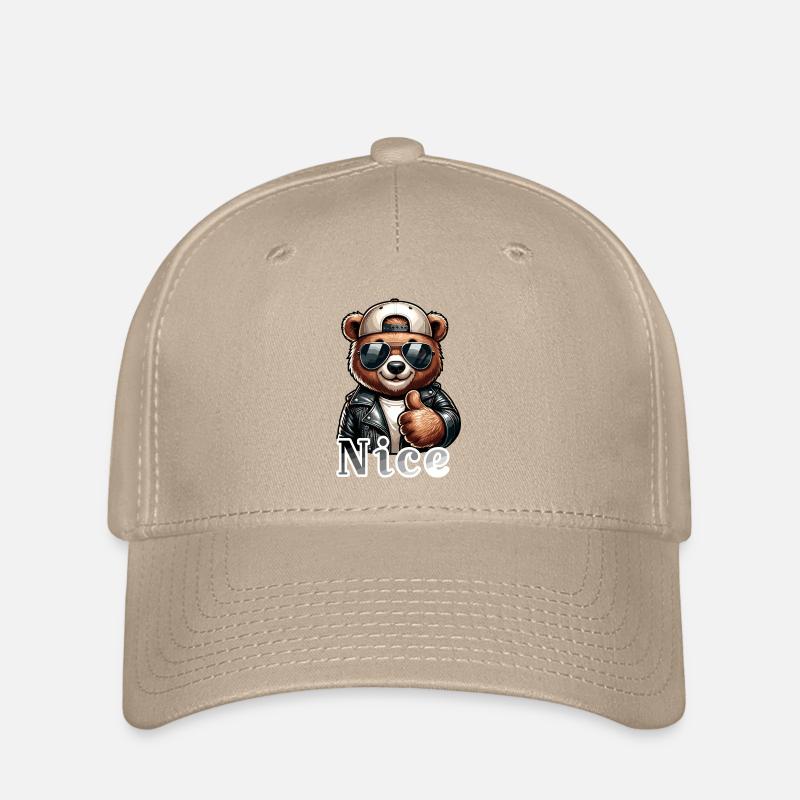 Bear with thumbs up - Flexfit Cap - khaki
