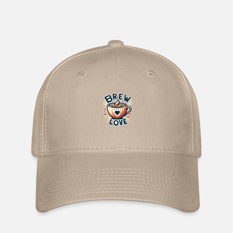 Brew Love - Kaffeetasse Illustration - Flexfit Cap - Khaki