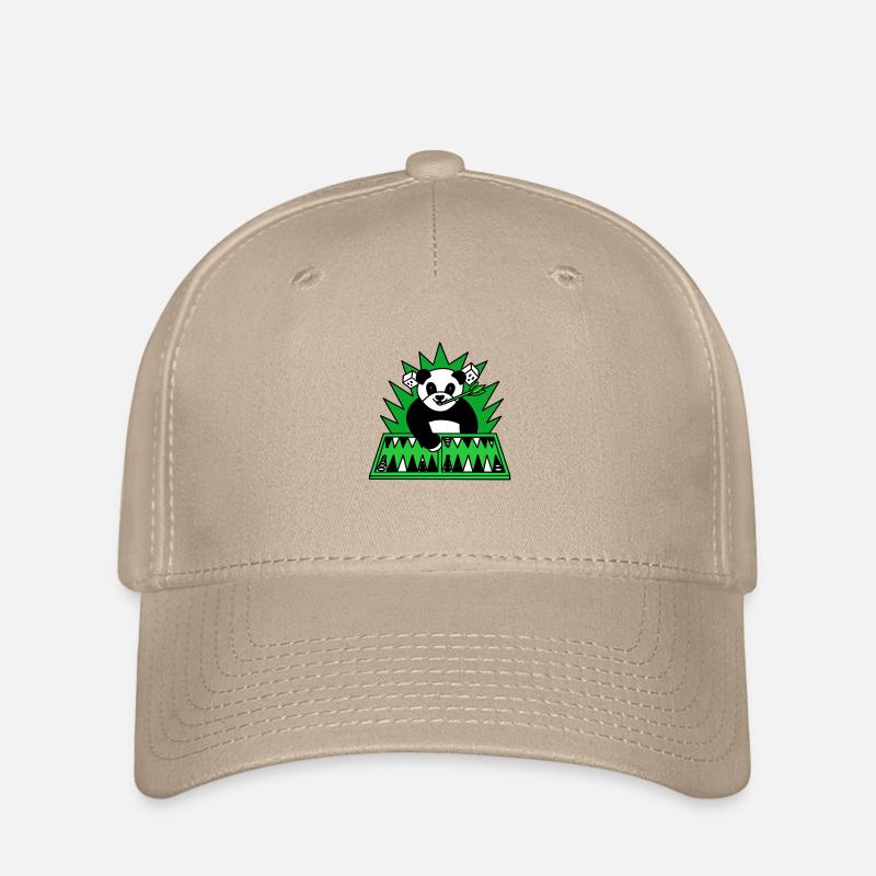 Funny panda play backgammon - Flexfit Cap - khaki