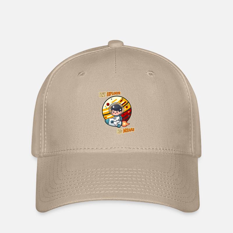 Kleiner Entdecker, Astronautenkind auf Raketen - Flexfit Cap - Khaki