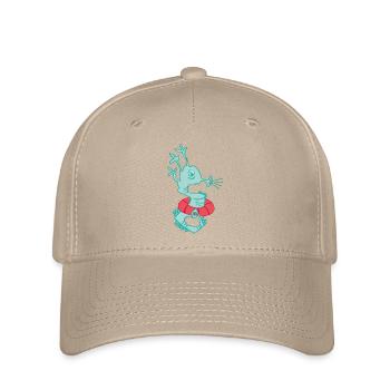 Bademeister, Seepferdchen mit Schwimmring - Flexfit Cap - Khaki - Vorne
