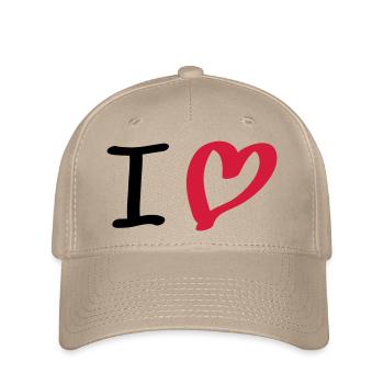i love - Casquette Flexfit - kaki - Devant