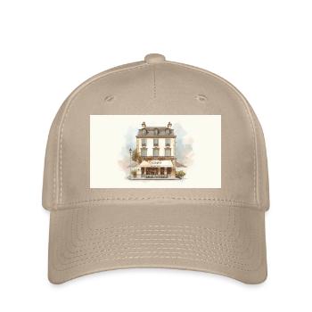 Façade Café Parisien Watercolor - Casquette Flexfit - kaki - Devant