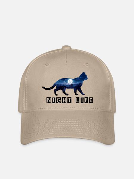 Katze - Nachtleben - Flexfit Cap - Khaki