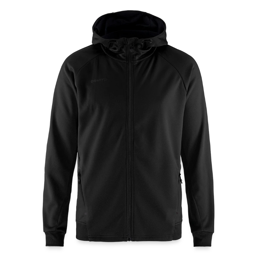 Interlaken badge on a craft adv unify hooded jacket, black