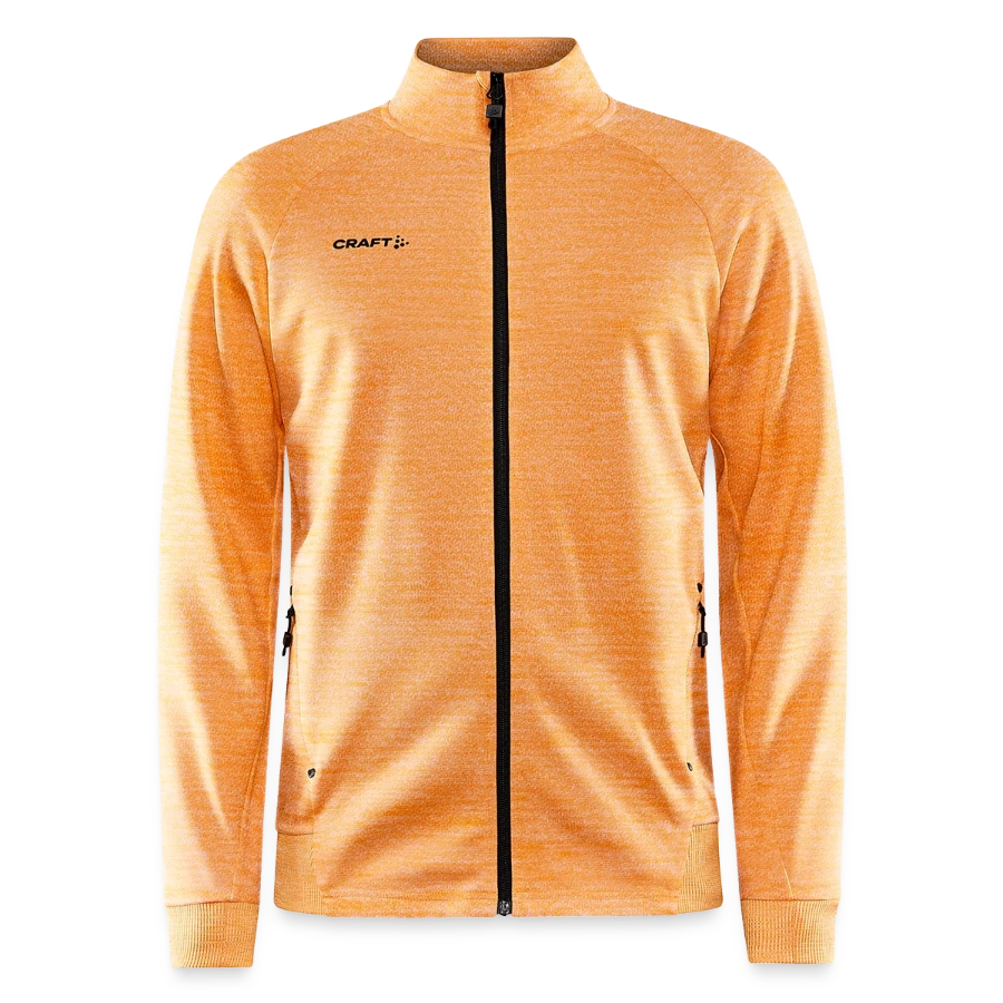 Interlaken badge on a craft adv unify jacket, heather bright orange
