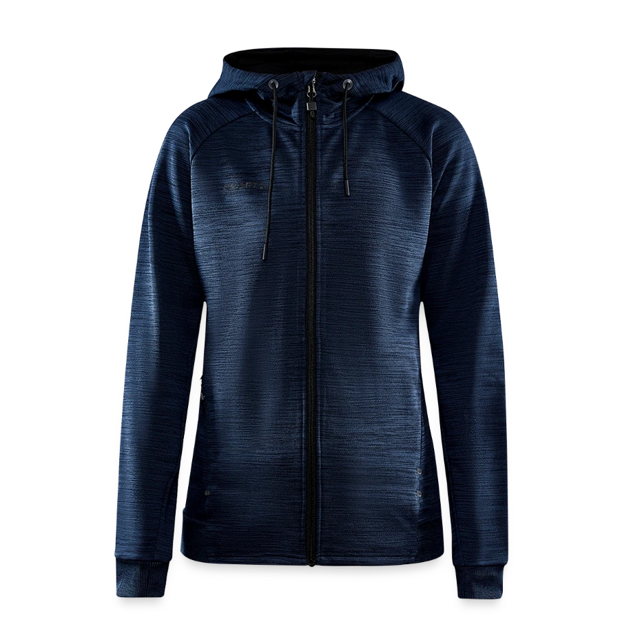 Lucerne badge on a craft adv unify women's hooded jacket, heather navy
