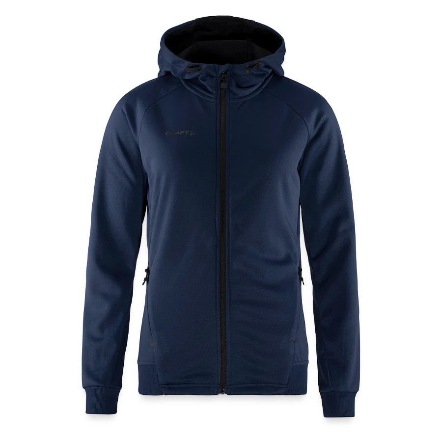 Lucerne badge on a craft adv unify women's hooded jacket, dark navy