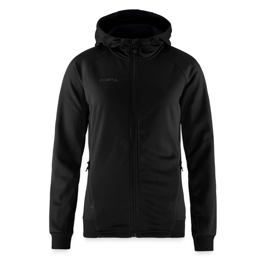 Interlaken badge on a craft adv unify women's hooded jacket, black