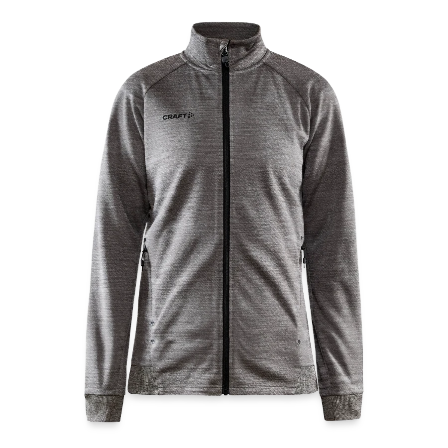 Lucerne badge on a craft adv unify women's jacket, dark heather grey