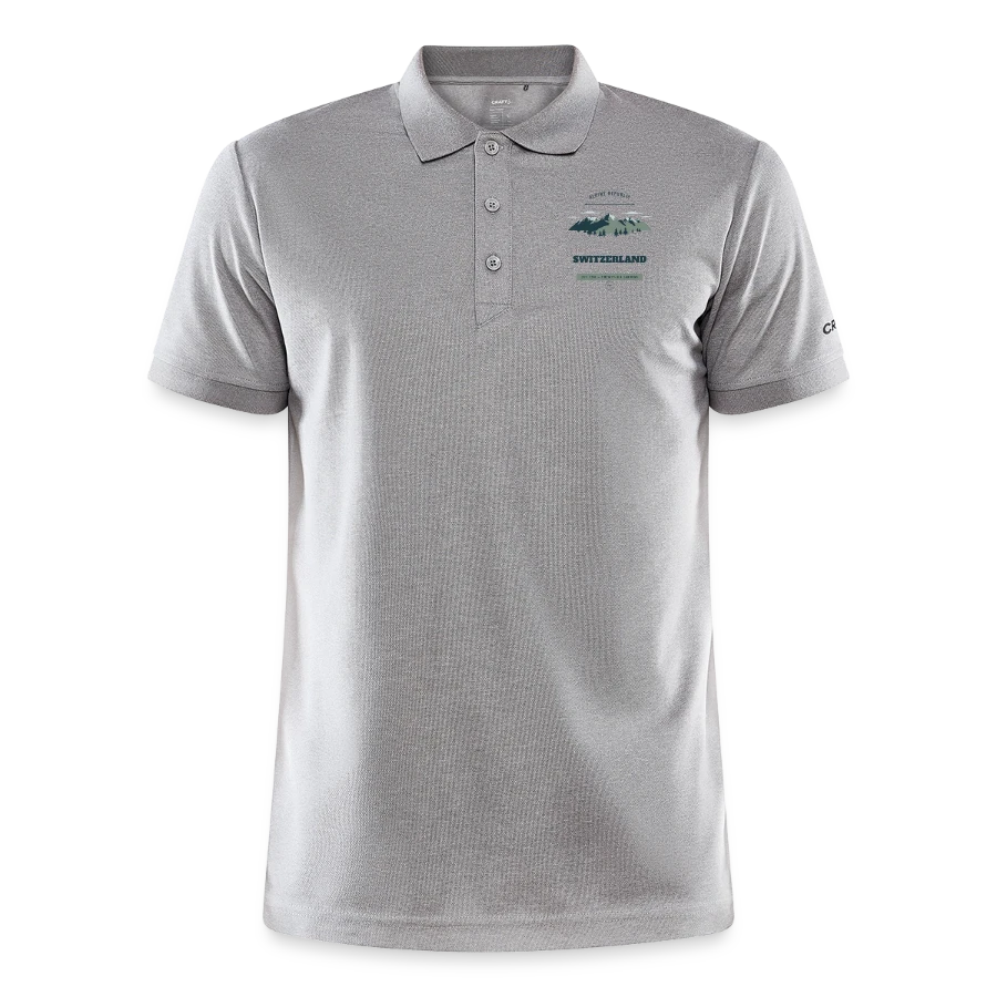 Switzerland badge on a craft core unify polo, heather grey
