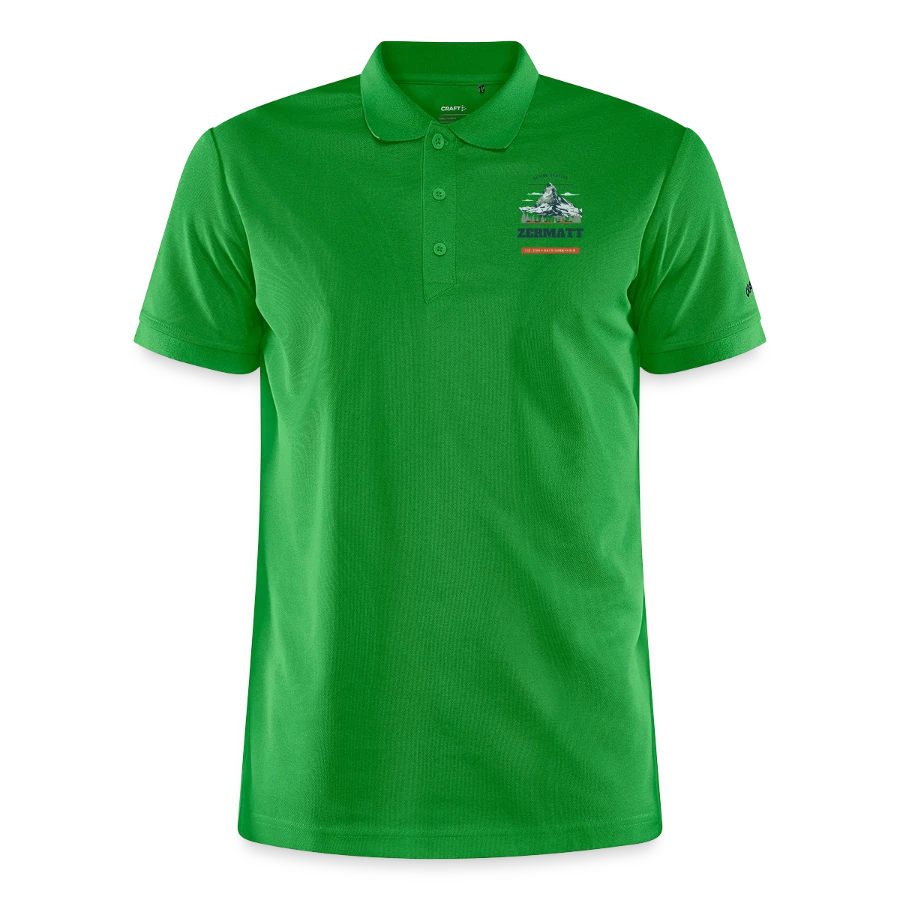 Zermatt badge on a craft core unify polo, green