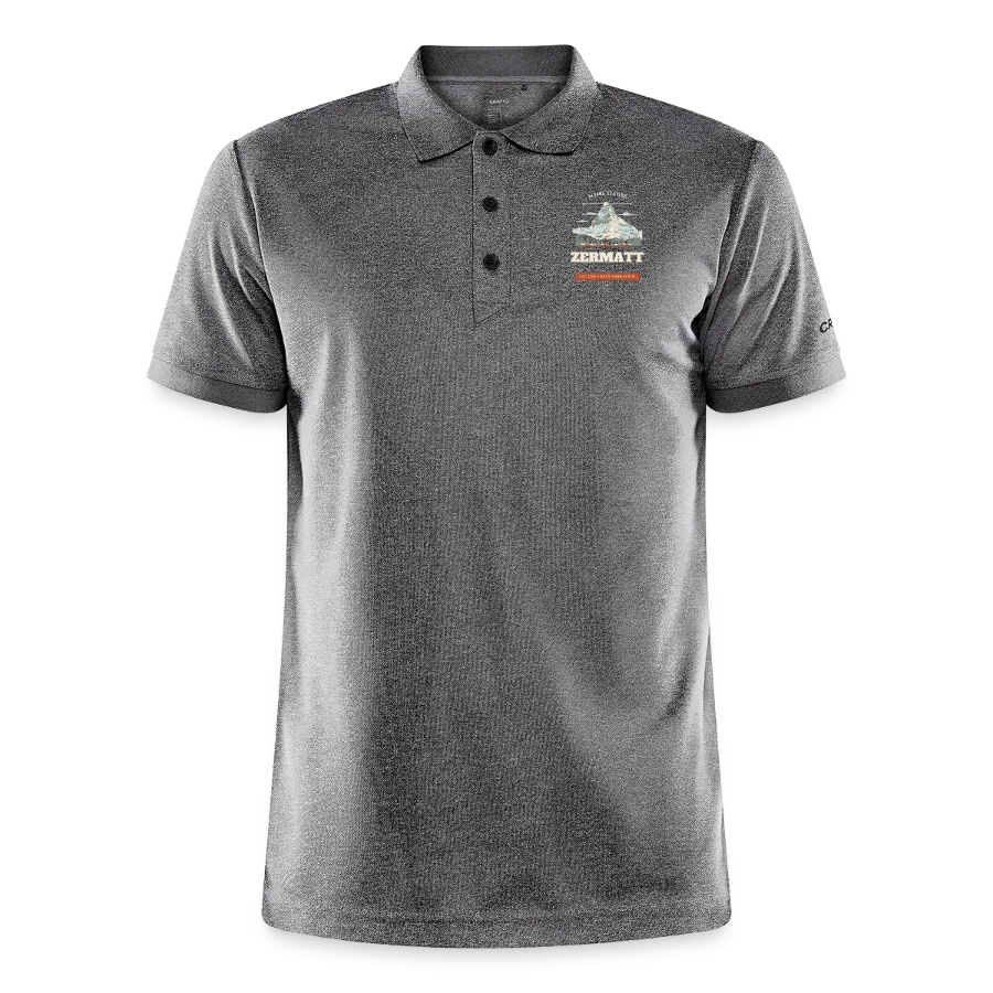 Zermatt badge on a craft core unify polo, dark heather grey