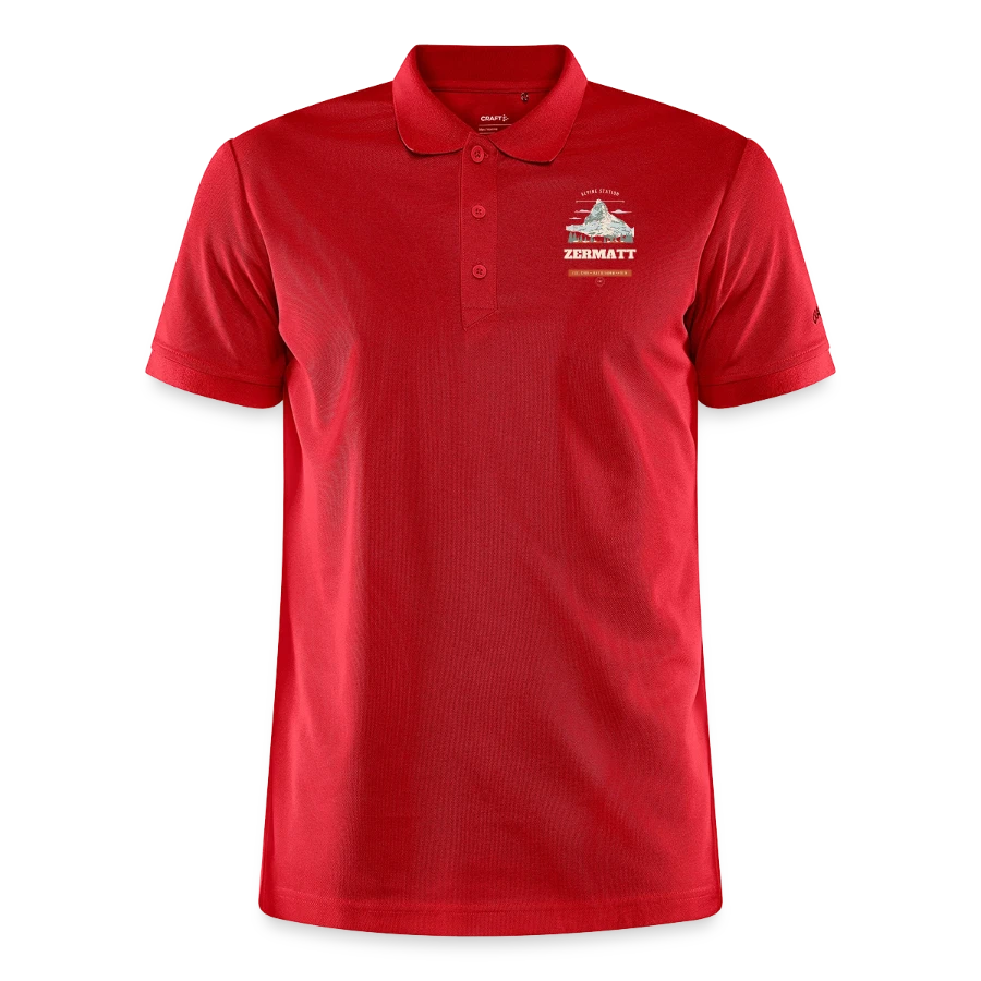 Zermatt badge on a craft core unify polo, red