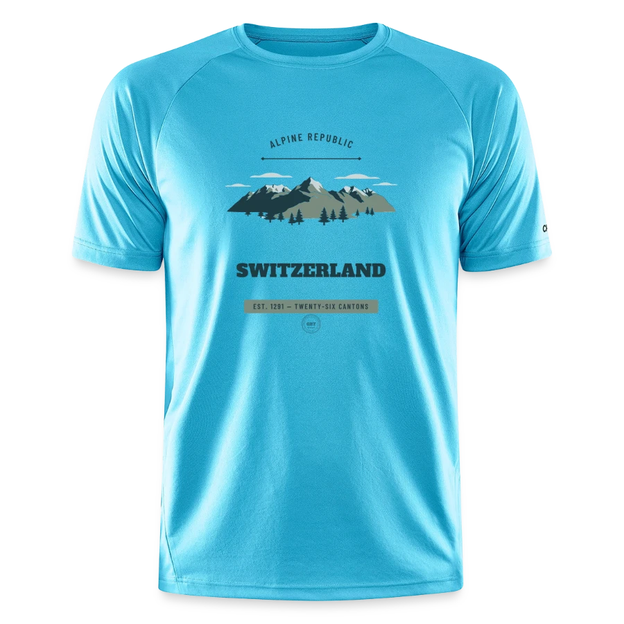 Switzerland badge on a craft core unify training t-shirt, Hawaiian blue