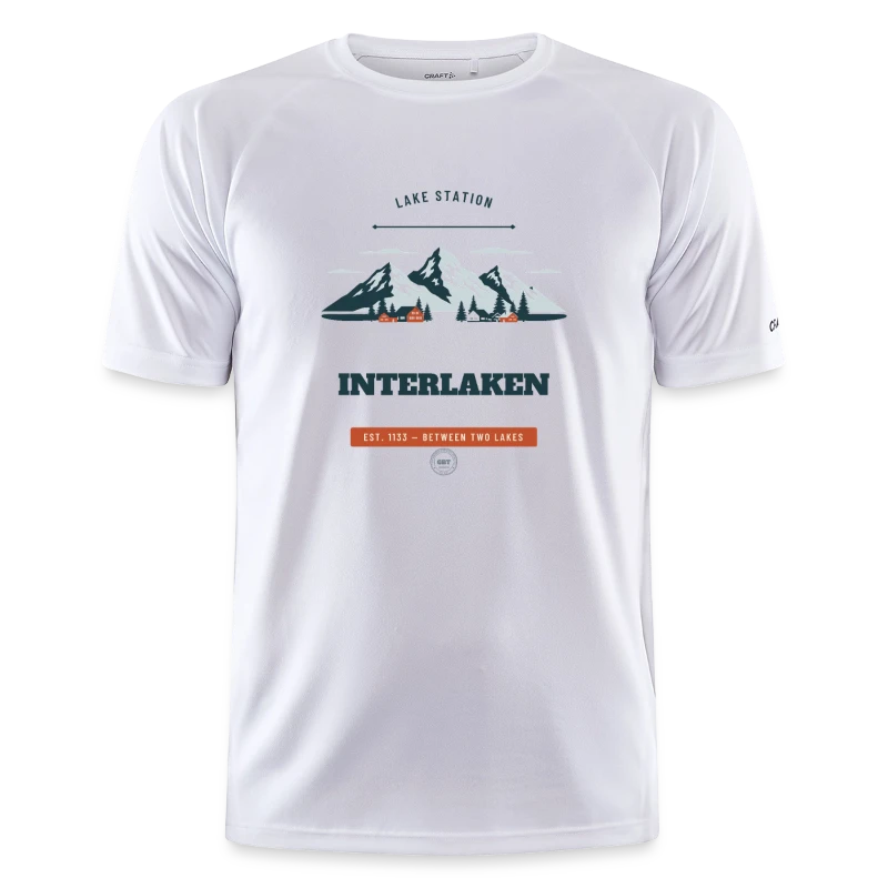 Interlaken badge on a craft core unify training t-shirt