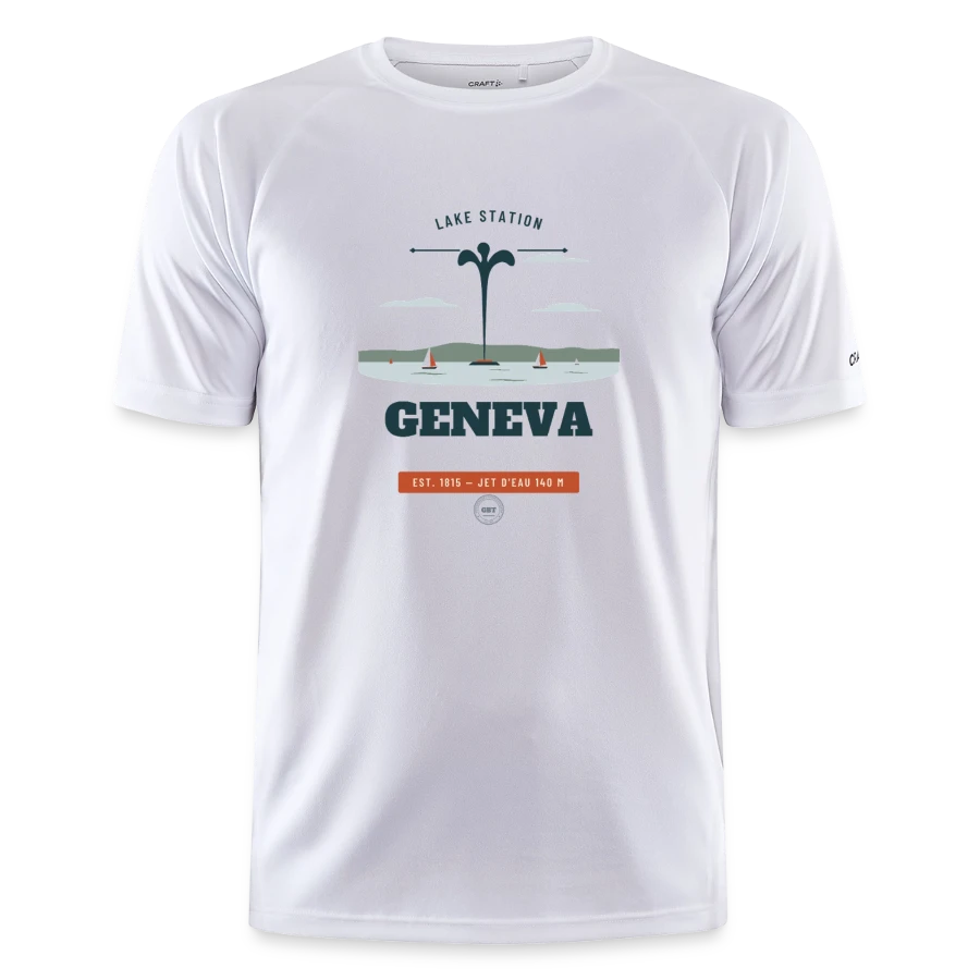 Geneva badge on a craft core unify training t-shirt, white