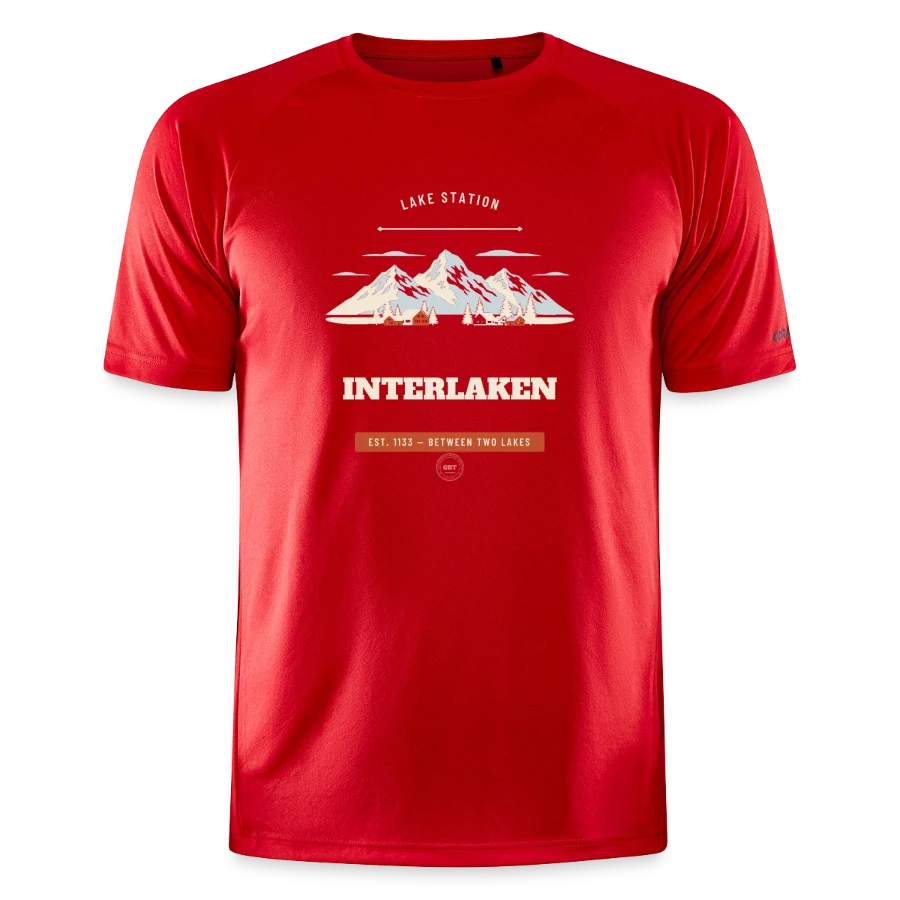 Interlaken badge on a craft core unify training t-shirt, red