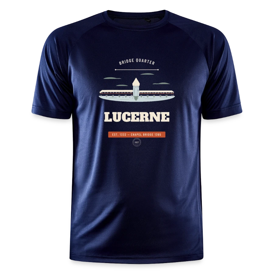 Lucerne badge on a craft core unify training t-shirt, dark navy