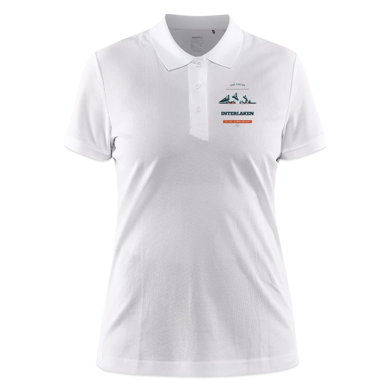 Interlaken badge on a craft core unify women's polo