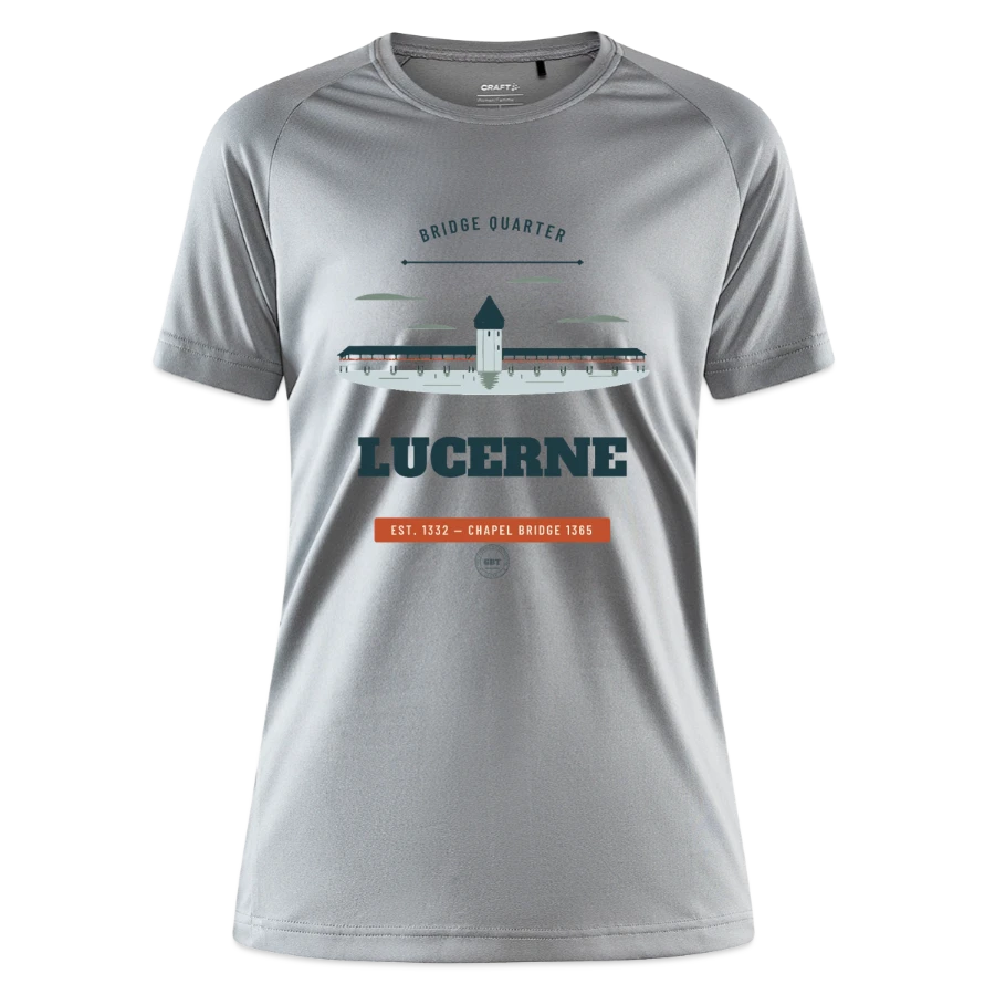 Lucerne badge on a craft core unify women's training t-shirt, vintage grey