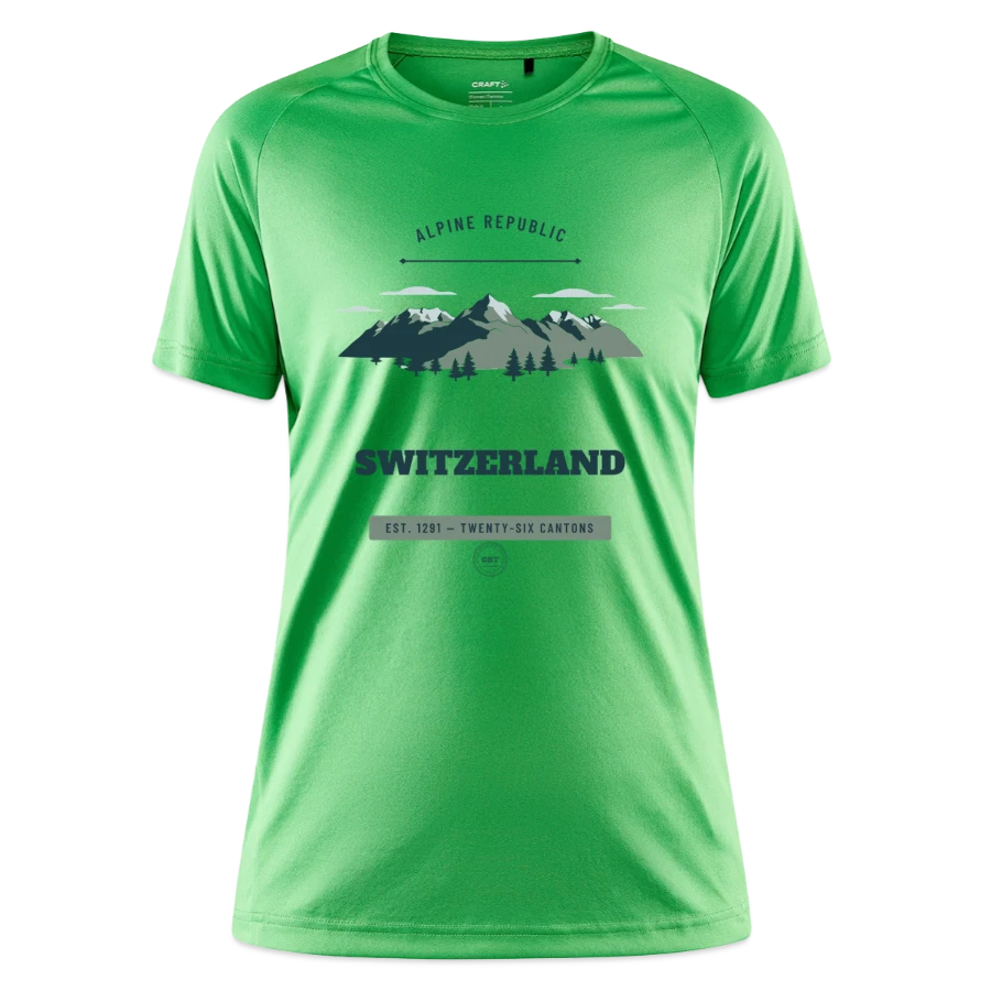 Switzerland badge on a craft core unify women's training t-shirt, green