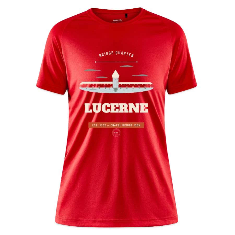 Lucerne badge on a craft core unify women's training t-shirt, red