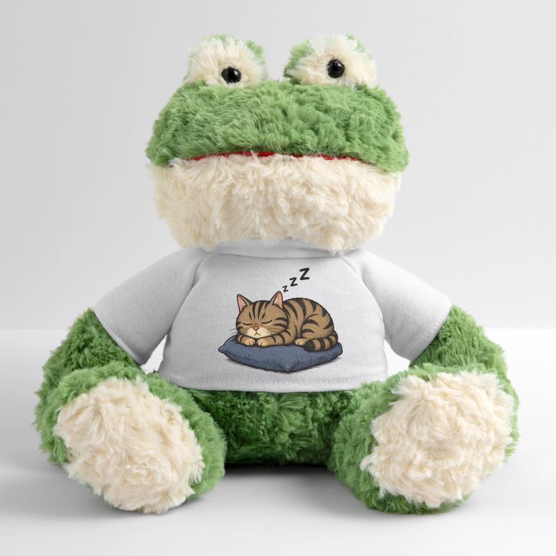 Chat endormi sur l’oreiller Grenouille Torge MiniFeet®