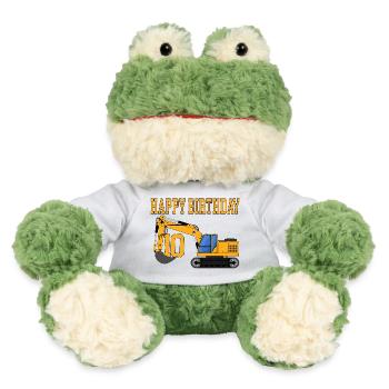Excavator Happy Birthday 10 - MiniFeet® Frog Torge - white - Front