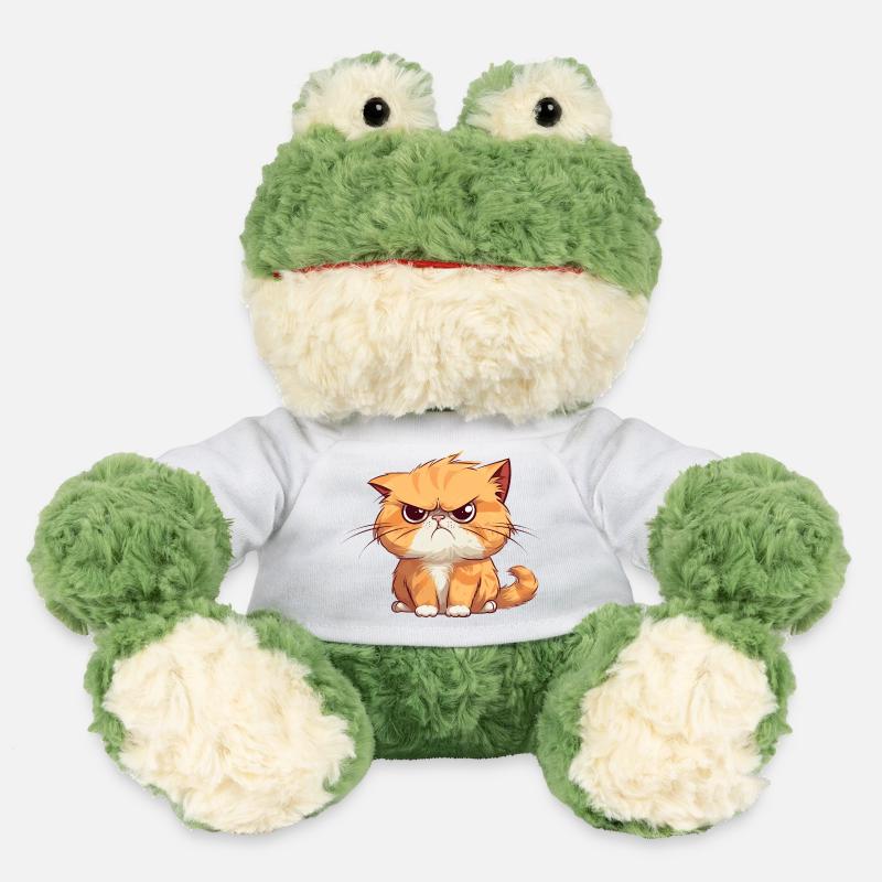 Chat orange grincheux mais mignon - Grenouille Torge MiniFeet® - blanc