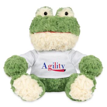 Agility Schrift ein Hund im Tunnel - MiniFeet® Frosch Torge - Weiß - Vorne