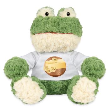 zart schimmernde Butter mit Röllchen auf Holzbrett - MiniFeet® Frosch Torge - Weiß - Vorne
