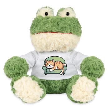 Schlafender Kater auf Sofa - MiniFeet® Frosch Torge - Weiß - Vorne