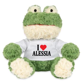 T-Shirt Ich liebe Alessia T-Shirt Geschenkidee - MiniFeet® Frosch Torge - Weiß - Vorne