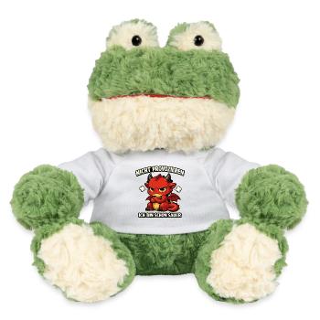 Nicht provozieren Drachen Spruch im Comicstil - MiniFeet® Frosch Torge - Weiß - Vorne