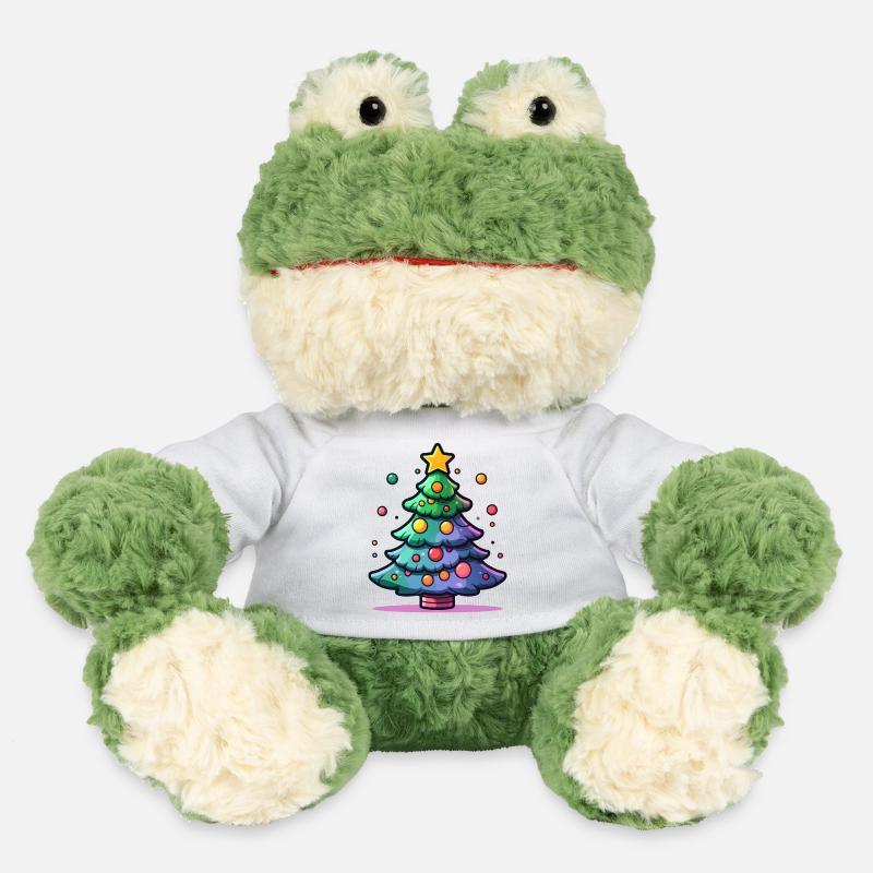 Festive Christmas Tree with Colourful Ornaments - MiniFeet® Frog Torge - white