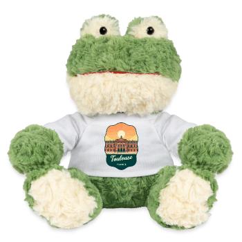 Insigne rétro de voyage au coucher de soleil de Toulouse Capitole - Grenouille Torge MiniFeet® - blanc - Devant