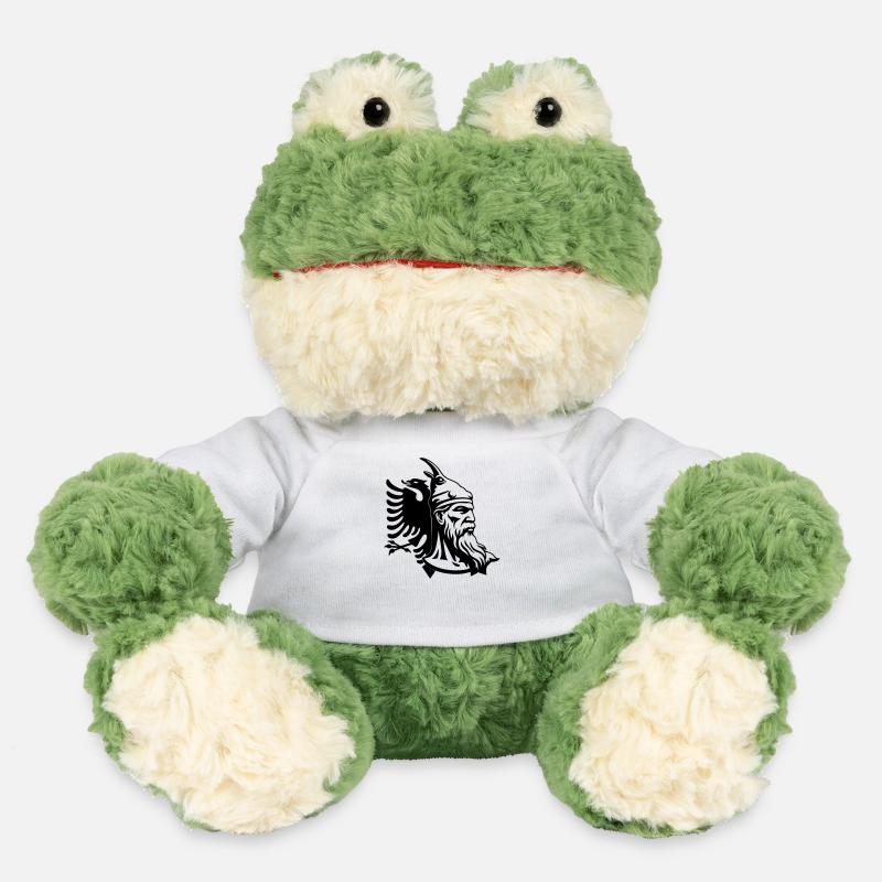 L’Albanie et Skanderbeg : visage et drapeau - Grenouille Torge MiniFeet® - blanc