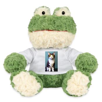 Domestic short haired cat waits for eating - MiniFeet® Frog Torge - white - Front