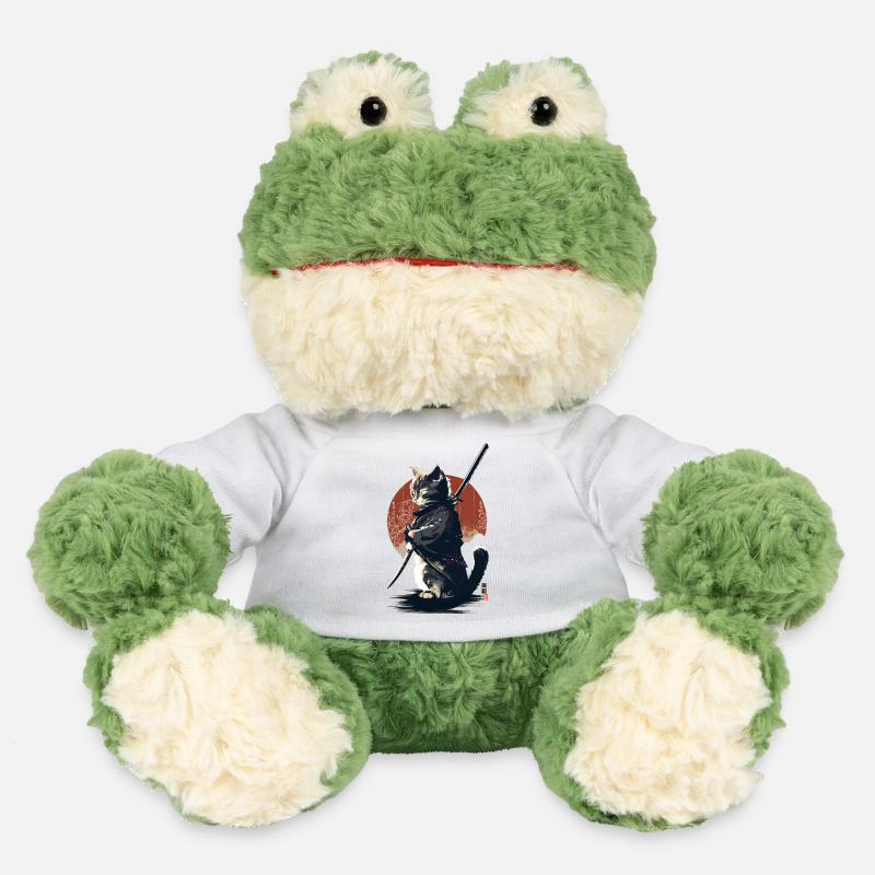 Kawaii Neko Samurai : chat samouraï - Grenouille Torge MiniFeet® - blanc