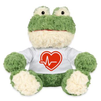 Herzschlag-Symbol – rotes Herz mit EKG-Leitung - MiniFeet® Frosch Torge - Weiß - Vorne