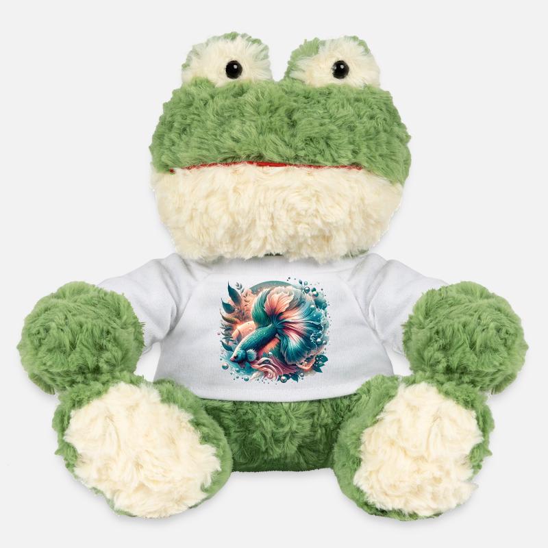 Kampffisch, Betta splendens, bunter Fisch - MiniFeet® Frosch Torge - Weiß