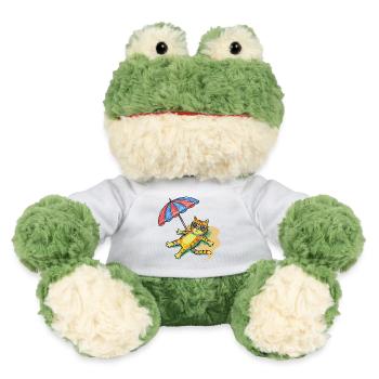 Bunte Strandkatze mit Sonnenschirm - MiniFeet® Frosch Torge - Weiß - Vorne