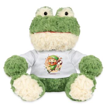 Cartoon Leprechaun mit Fußball - MiniFeet® Frosch Torge - Weiß - Vorne
